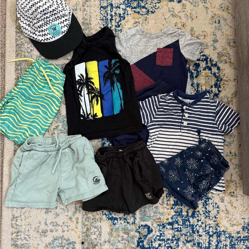 Gently used Kids Summer Clothing Set with Graphic Tank and Shorts 3T